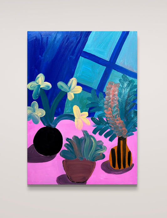 The three vases with flowers