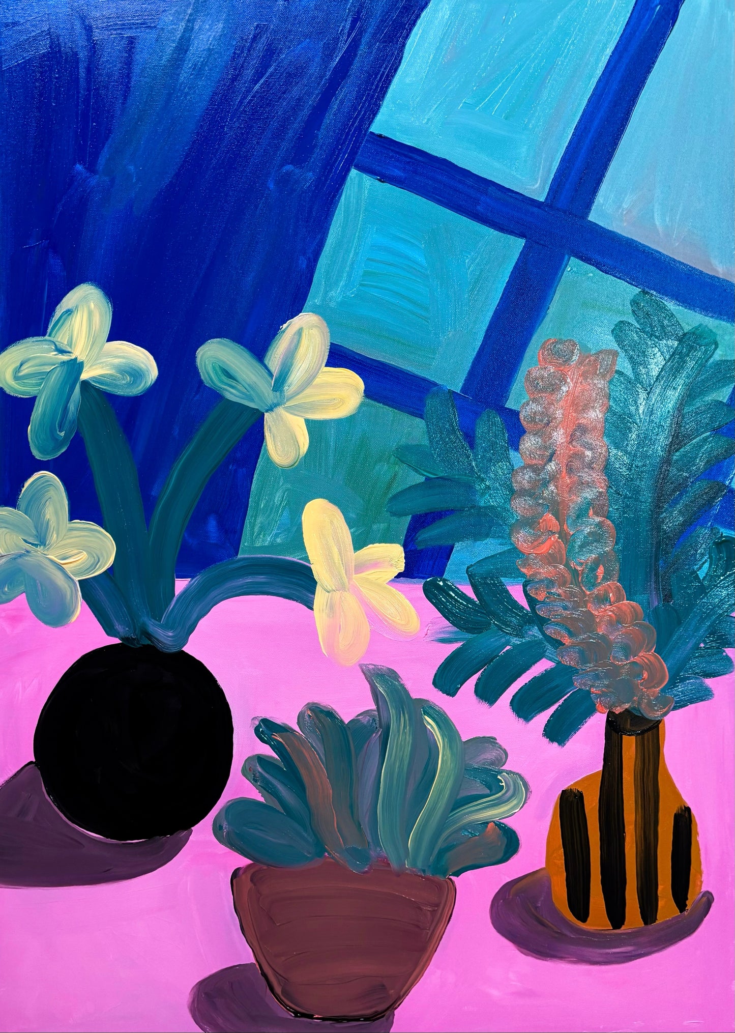 The three vases with flowers